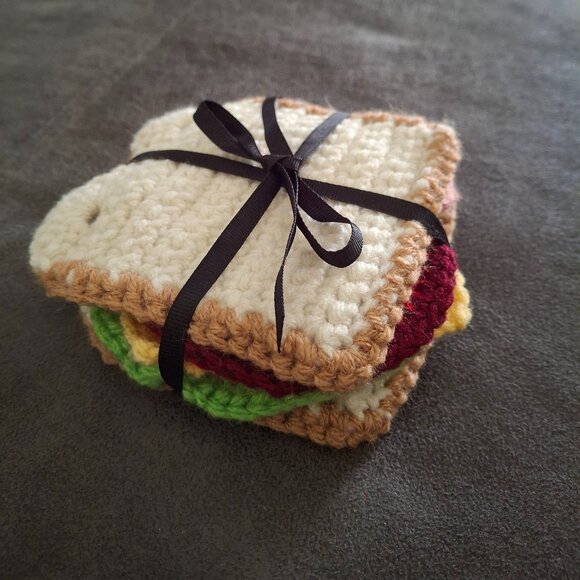 Hand Crocheted BLT Coaster Gift Set - Picture 1 of 4